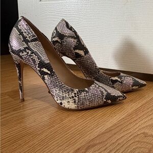 Aldo Snakeskin Print Heels - Black and Cream